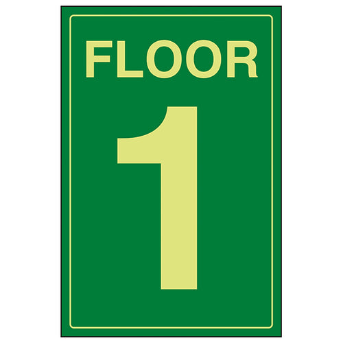 GITD Floor 1 Glow In Dark Safety Sign For Buildings