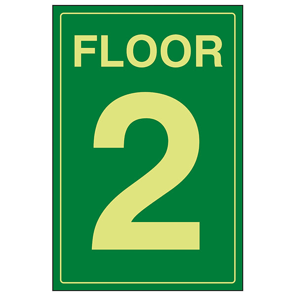 GITD Floor 2 Safety Sign Glow In Dark Stairway For Staff