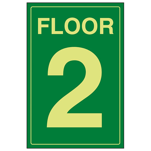 GITD Floor 2 Safety Sign Glow In Dark Stairway For Staff