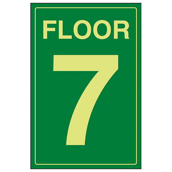GITD Floor 7 Glow Guide Safety Sign For Staff Visitors