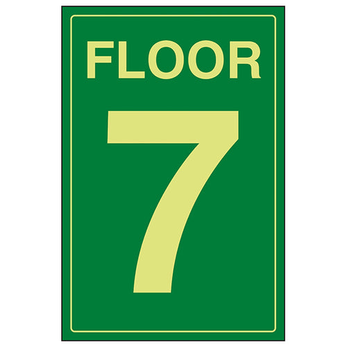 GITD Floor 7 Glow Guide Safety Sign For Staff Visitors