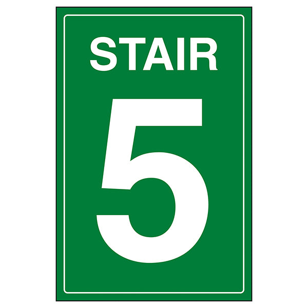 Stair 5 Green Safety Sign Clear Durable Directional Marker