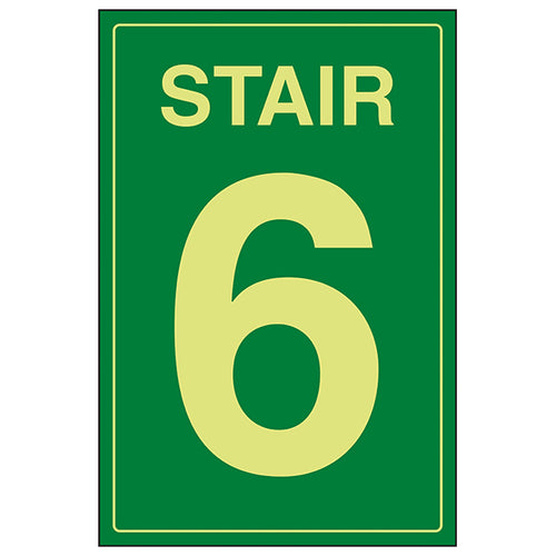 GITD Stair Safety Sign Green Durable Visible For Facilities