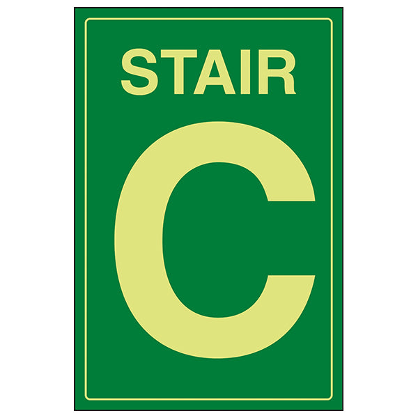 GITD Stairway Safety Sign Glow In Dark Visible Facility
