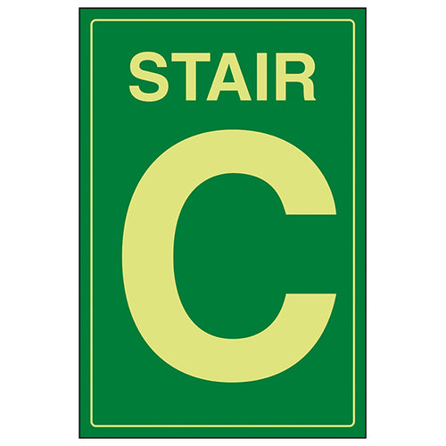 GITD Stairway Safety Sign Glow In Dark Visible Facility
