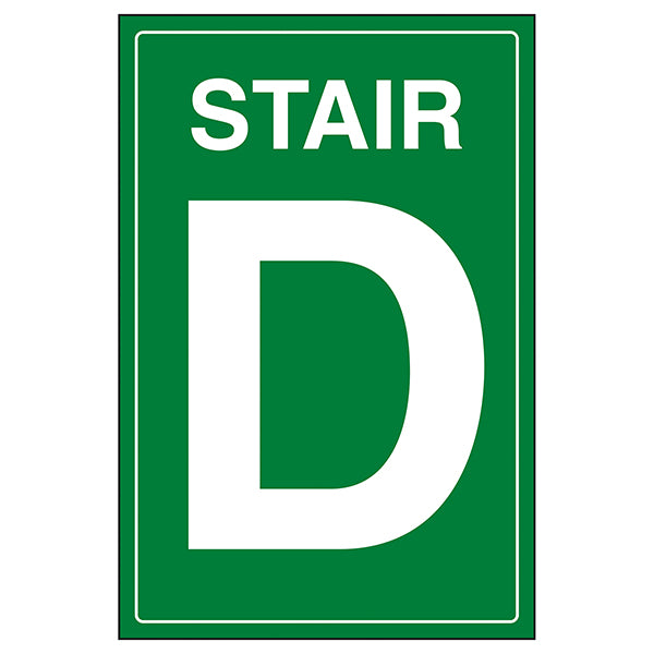 Stair D Green Safety Sign Clear Floor ID For Staff Now