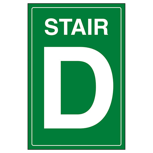 Stair D Green Safety Sign Clear Floor ID For Staff Now