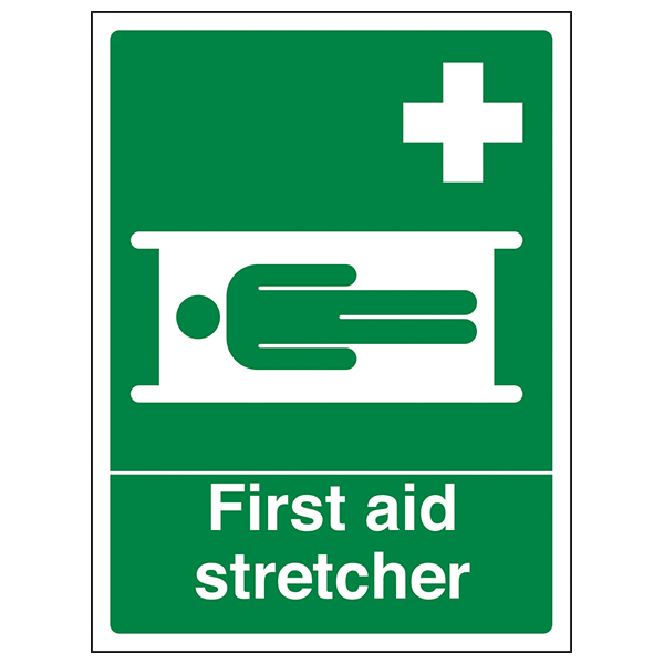 First Aid Stretcher Safety Sign Portrait Durable Workplace