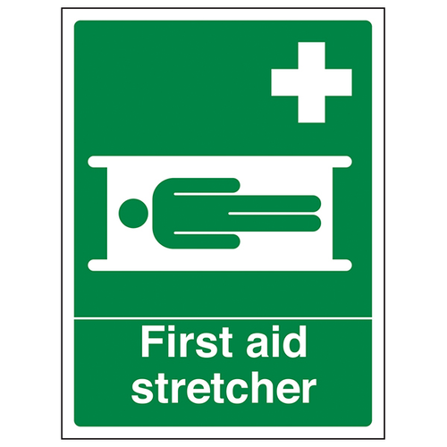 First Aid Stretcher Safety Sign Portrait Durable Workplace