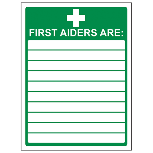 First Aiders Safety Sign Clear Emergency Guidance Workplace
