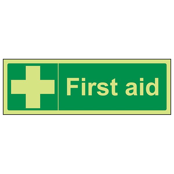 GITD First Aid Safety Sign Glow Emergency For Workplace
