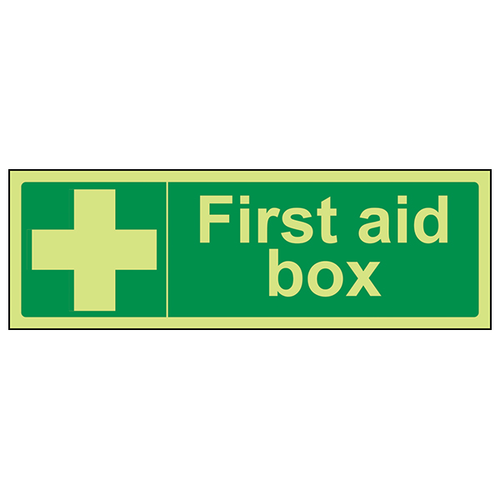 GITD First Aid Box Safety Sign Glow In Dark Workplace