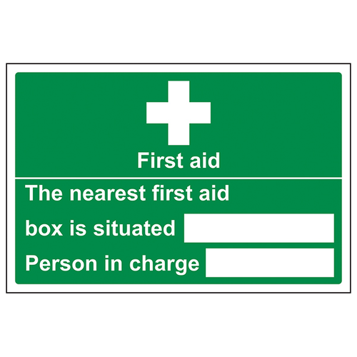 Nearest First Aid Box Safety Sign Clear For Workplaces