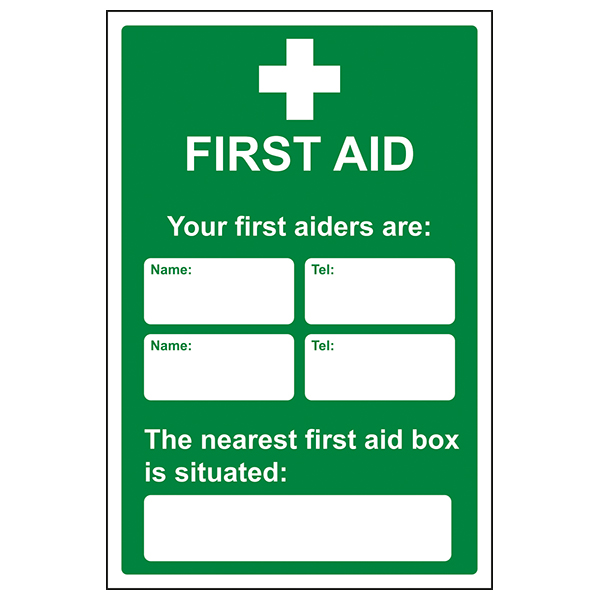 First Aiders Nearest First Aid Box Safety Sign Workplace