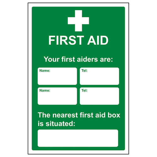 First Aiders Nearest First Aid Box Safety Sign Workplace