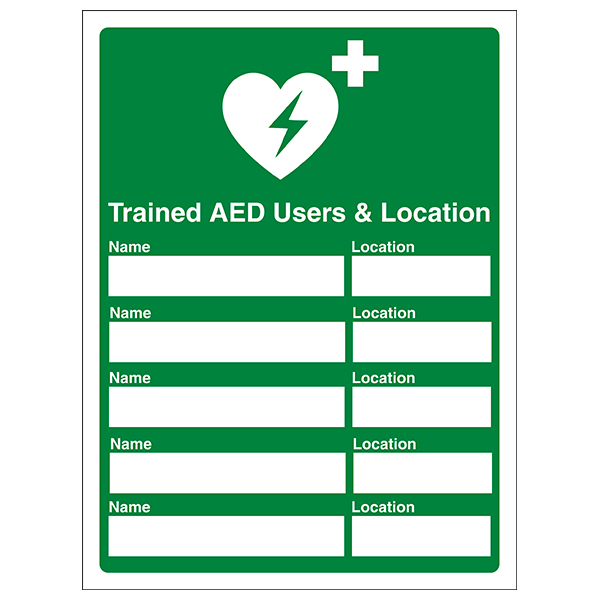 AED Trained Users Safety Sign High Visibility ISO 7010