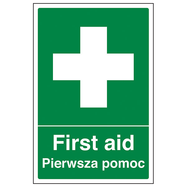 Bilingual First Aid Safety Sign Clear For Workplaces