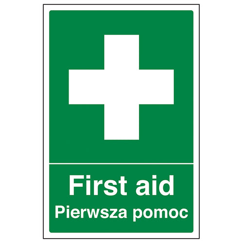 Bilingual First Aid Safety Sign Clear For Workplaces