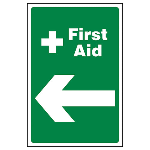 First Aid Arrow Left Safety Sign Compliant For Workplaces