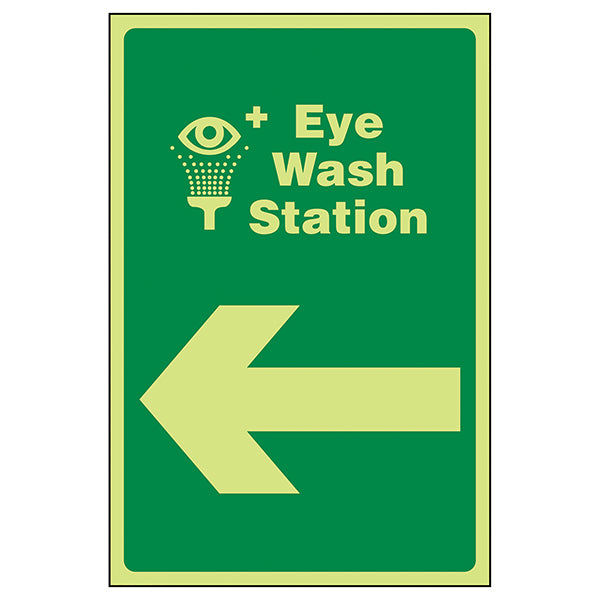 Glow In The Dark Eye Wash Station Safety Sign For Workplace