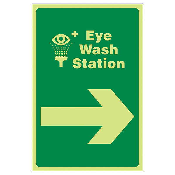 Eye Wash Station Arrow Right Glow Safety Sign For Work
