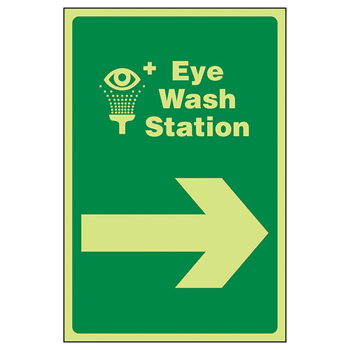 Eye Wash Station Arrow Right Glow Safety Sign For Work