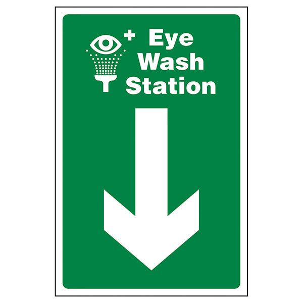 Eye Wash Station Arrow Down Safety Sign Schools High Viz