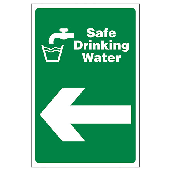 Safe Drinking Water Safety Sign Arrow Left For Schools