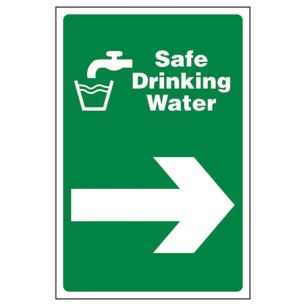 Safe Drinking Water Safety Sign Arrow Right For Hotels
