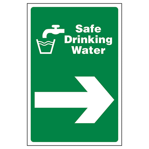 Safe Drinking Water Safety Sign Arrow Right For Hotels