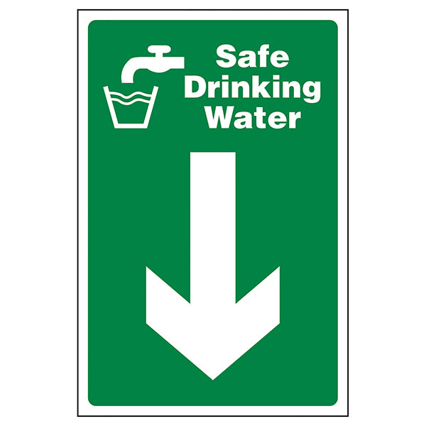 Safe Drinking Water Arrow Down Safety Sign For Schools