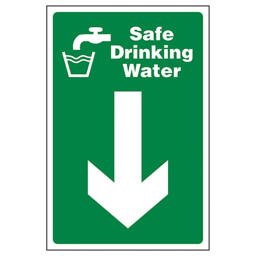Safe Drinking Water Arrow Down Safety Sign For Schools