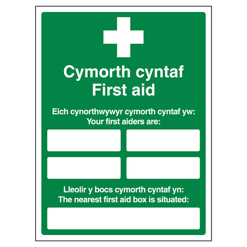 Bilingual First Aid Safety Sign Essential For Workplace