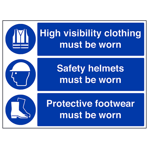 Demolition Site Safety Sign PPE Helmets High-Vis Footwear
