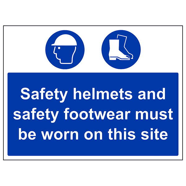 Demolition Site Safety Sign Helmets And Footwear Required