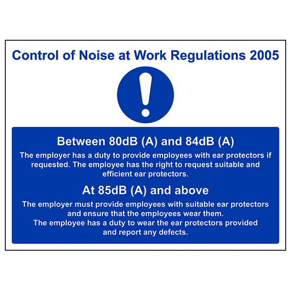 Noise At Work Safety Sign 85dBA Compliance For Employers