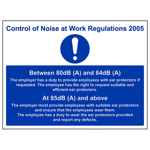 Noise At Work Safety Sign 85dBA Compliance For Employers