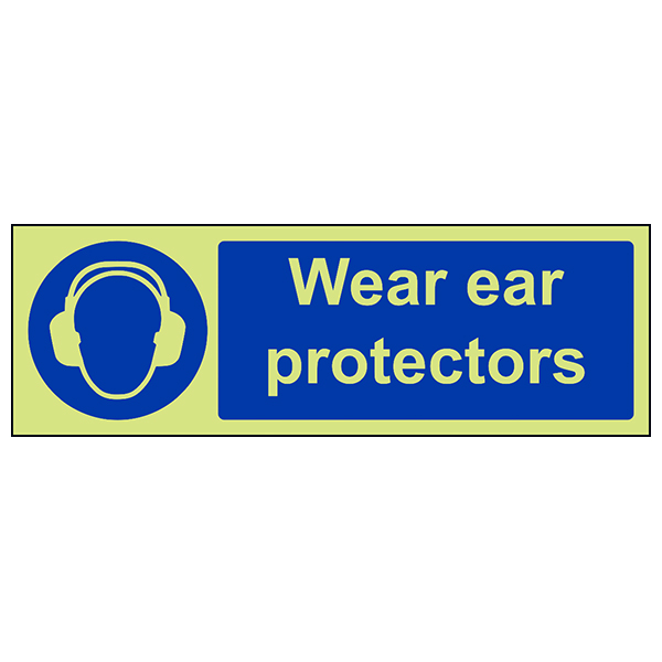 GITD Ear Protectors Safety Sign Glow For Site Workers