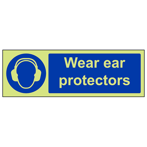 GITD Ear Protectors Safety Sign Glow For Site Workers