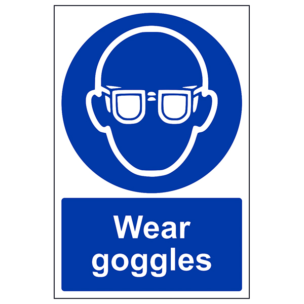 Wear Goggles Safety Sign Compliant EN ISO For Demolition