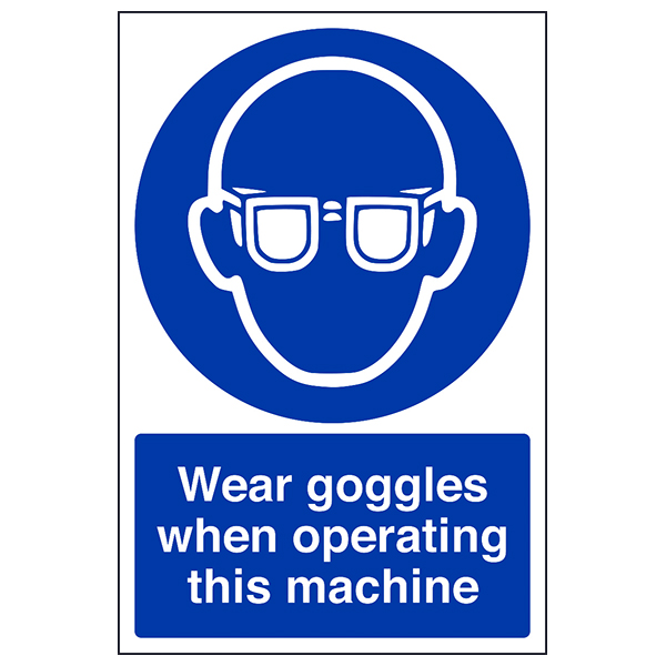 Wear Goggles Safety Sign Durable Compliance For Workplace