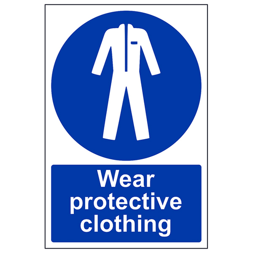 Wear Protective Clothing Safety Sign EN ISO 7010 Staff