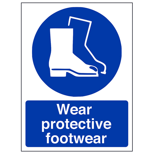 Wear Protective Footwear Safety Sign Demolition Site Workers