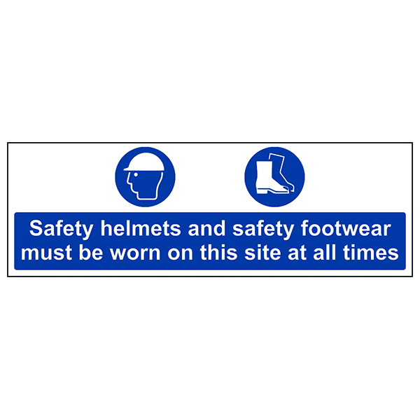 Safety Helmets And Footwear Safety Sign Essential Staff