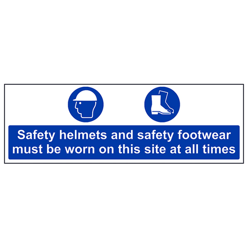 Safety Helmets And Footwear Safety Sign Essential Staff