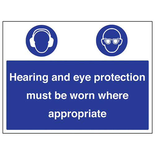 Hearing And Eye Protection Safety Sign Mandatory Staff