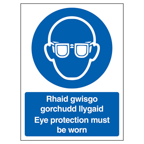Eye Protection Safety Sign Bilingual Essential Workplace