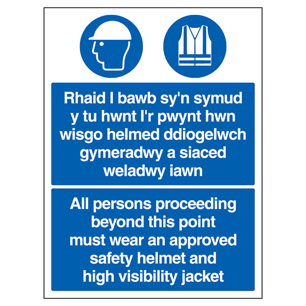 Essential Safety Sign Helmet And High Vis For Workers