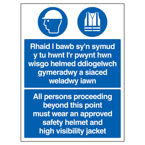 Essential Safety Sign Helmet And High Vis For Workers