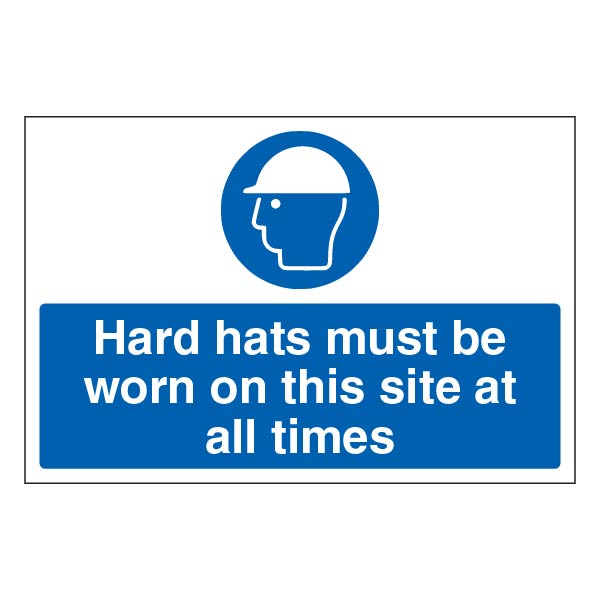 Hard Hat Safety Sign Durable For Workers Reduce Injuries